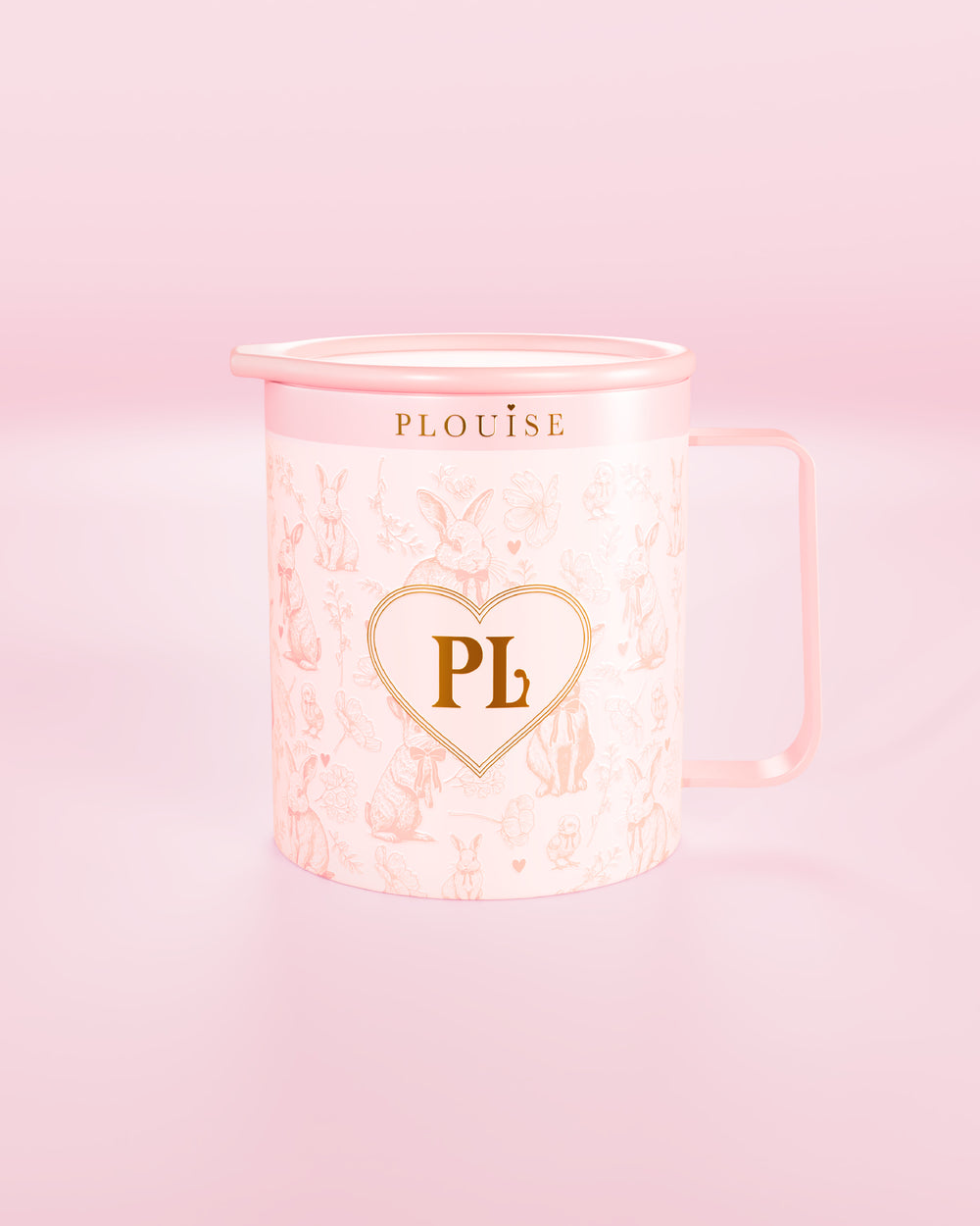 Růžový hrnek P.Louise Hunny Bunny z nerezové oceli