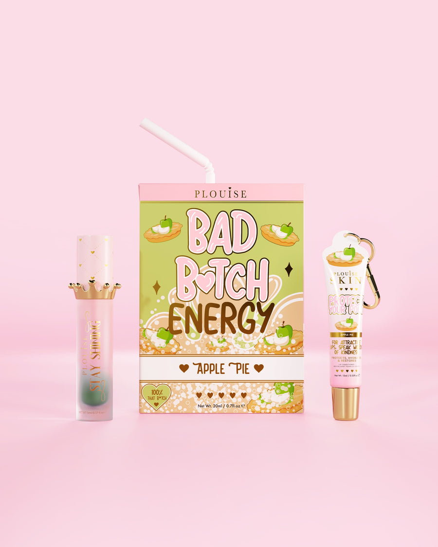 Jablečný koláč Bad Bitch Energy od P.Louise s kondicionérem na rty a olejem na rty