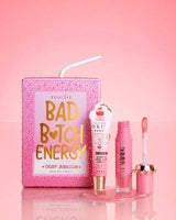 Růžový křišťálový třpyt P.Louise duo bad bitch energy v třešňové žvýkačce s lesklým olejem na rty a kondicionérem na rty