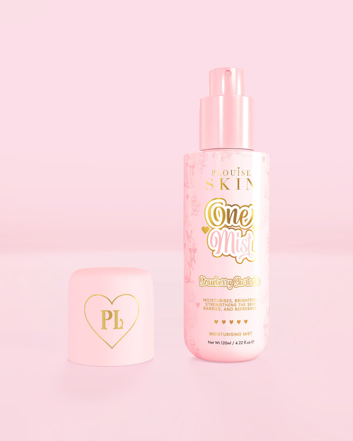 Růžová lahvička One Mist Moisturizing Mist s vůní jahodového koláče